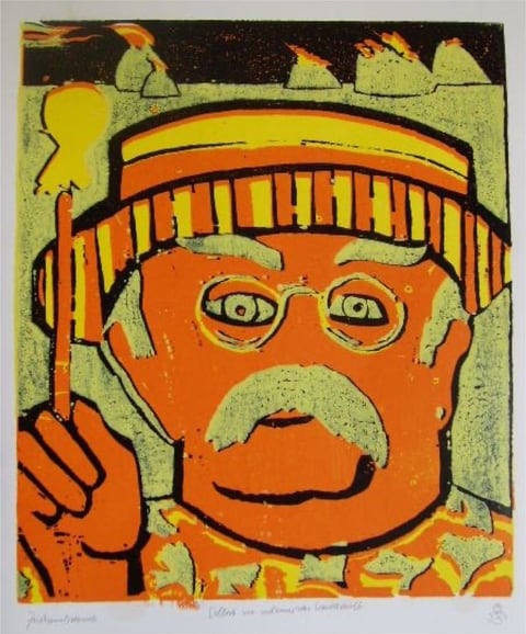 Volkmar Förster, Selbst vor vulkanischer Landschaft, Zustandsdruck 1,2 und 3, 2015